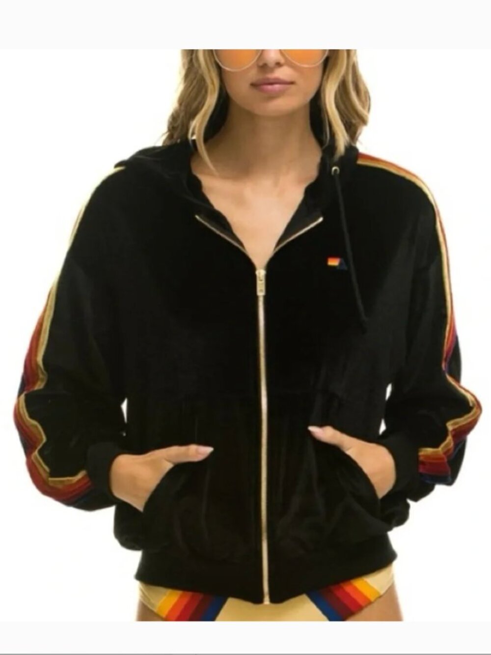 Aviator Nation Classic Velvet Black Zip-Up Jacket